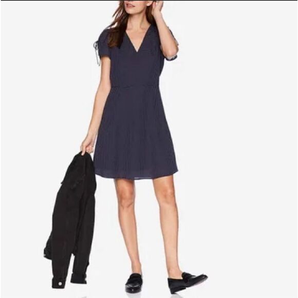 J. Crew Mercantile V-Neck Navy Polkadot Dress - Picture 1 of 16